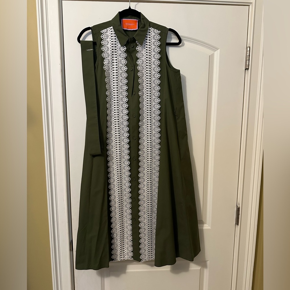LA DOUBLEJ Tootsie Dress XS Camouflage green poplin